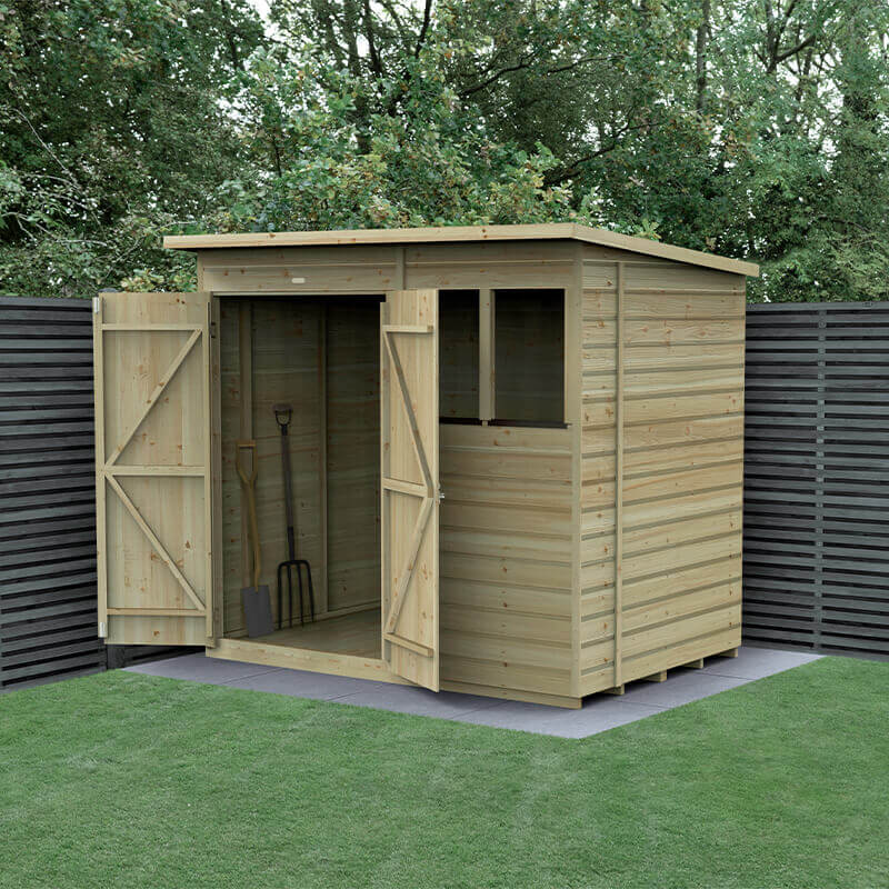 7' x 5' Forest Beckwood 25yr Guarantee Shiplap Pressure Treated Double Door Pent Wooden Shed (2.26m x 1.7m) online kaufen