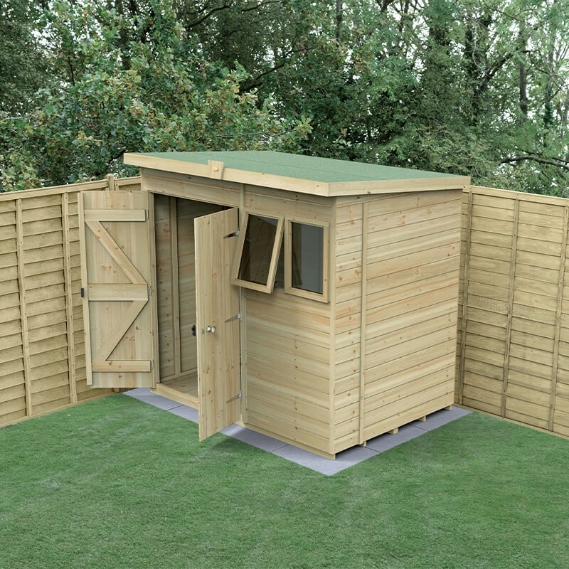 7' x 5' Forest Timberdale 25yr Guarantee Tongue & Groove Pressure Treated Double Door Pent Shed (2.24m x 1.67m) online kaufen