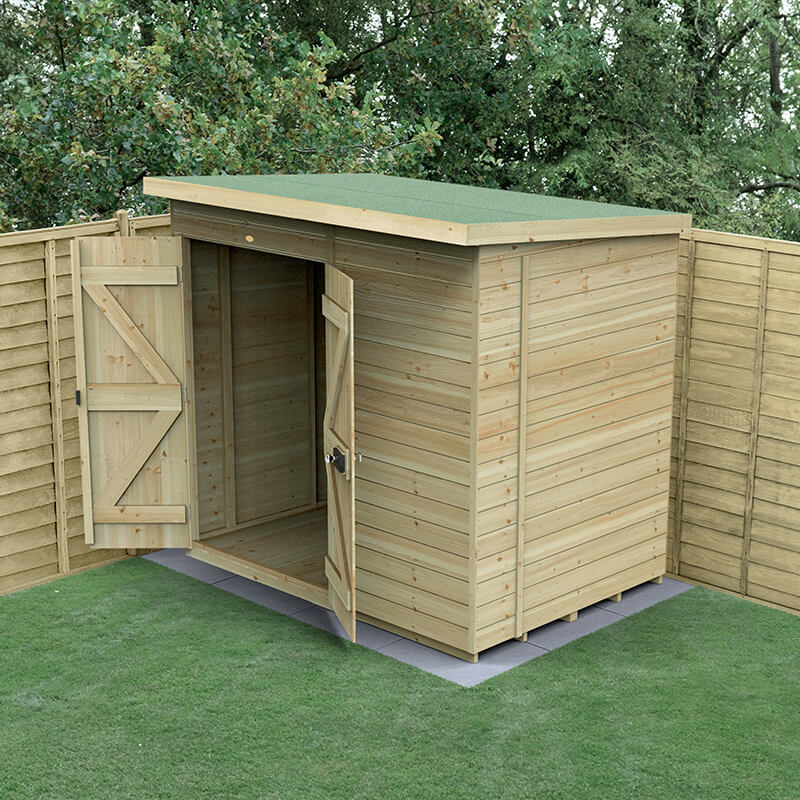 7' x 5' Forest Timberdale 25yr Guarantee Tongue & Groove Pressure Treated Windowless Double Door Pent Shed (2.24m x 1.67m) online kaufen