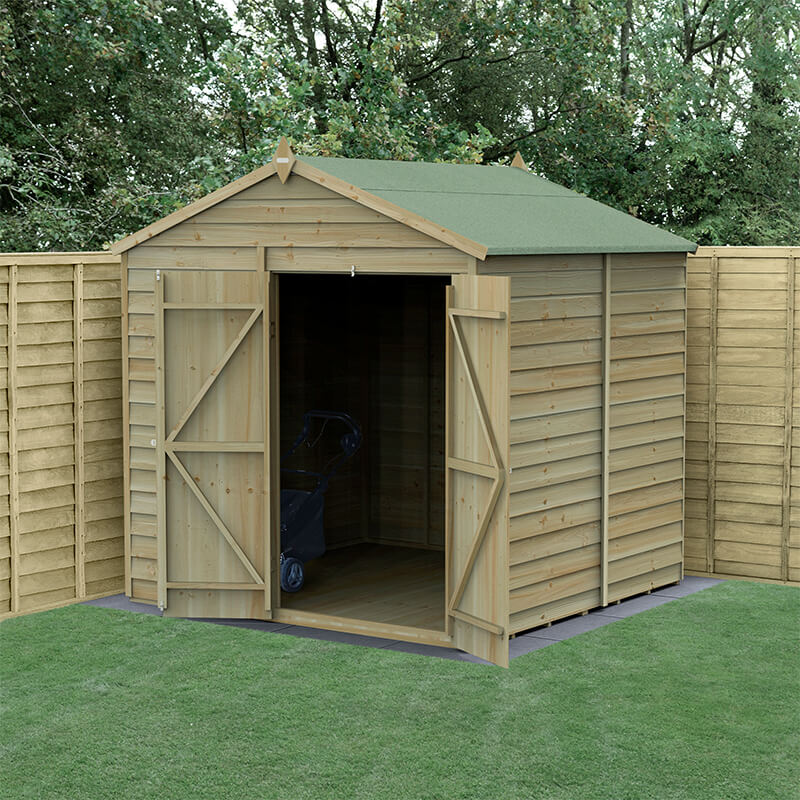 7' x 7' Forest 4Life 25yr Guarantee Overlap Pressure Treated Windowless Double Door Apex Wooden Shed (2.28m x 2.12m) online kaufen