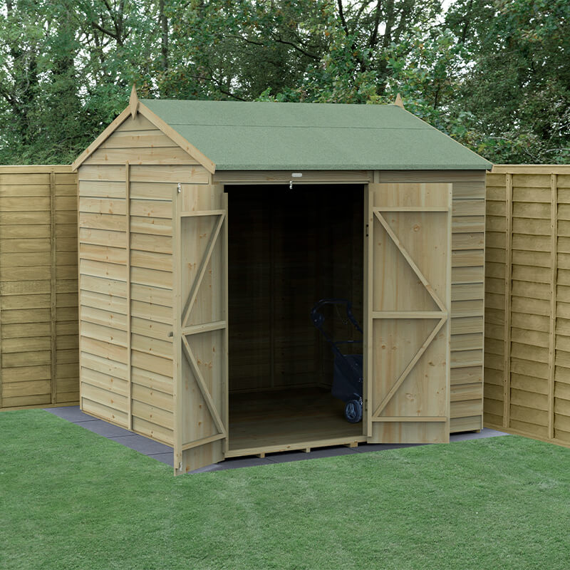 7' x 7' Forest 4Life 25yr Guarantee Overlap Pressure Treated Windowless Double Door Reverse Apex Wooden Shed (2.28m x 2.12m) online kaufen