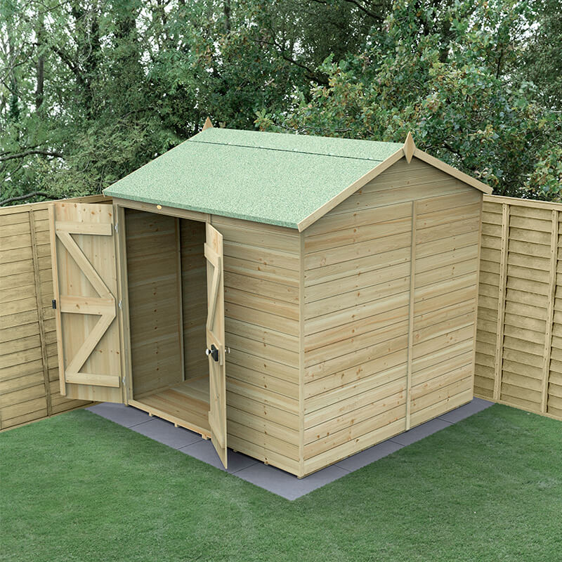 7' x 7' Forest Timberdale 25yr Guarantee Tongue & Groove Pressure Treated Windowless Double Door Reverse Apex Shed (2.17m x 2.33m) online kaufen
