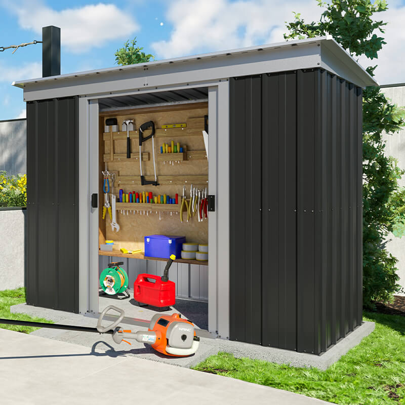 8' x 4' Yardmaster Castleton Anthracite Pent Metal Shed (2.38m x 1.19m) online kaufen