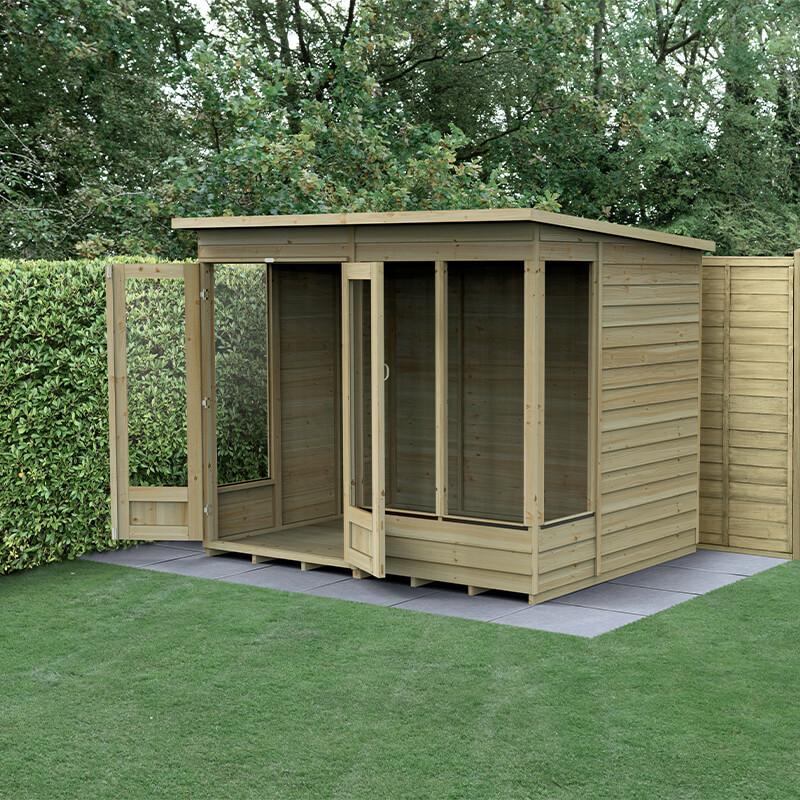 8' x 6' Forest 4Life 25yr Guarantee Double Door Pent Summer House (2.52m x 2.05m) online kaufen