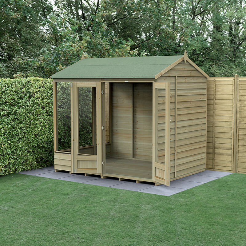 8' x 6' Forest 4Life 25yr Guarantee Double Door Reverse Apex Summer House (2.42m x 1.99m) online kaufen
