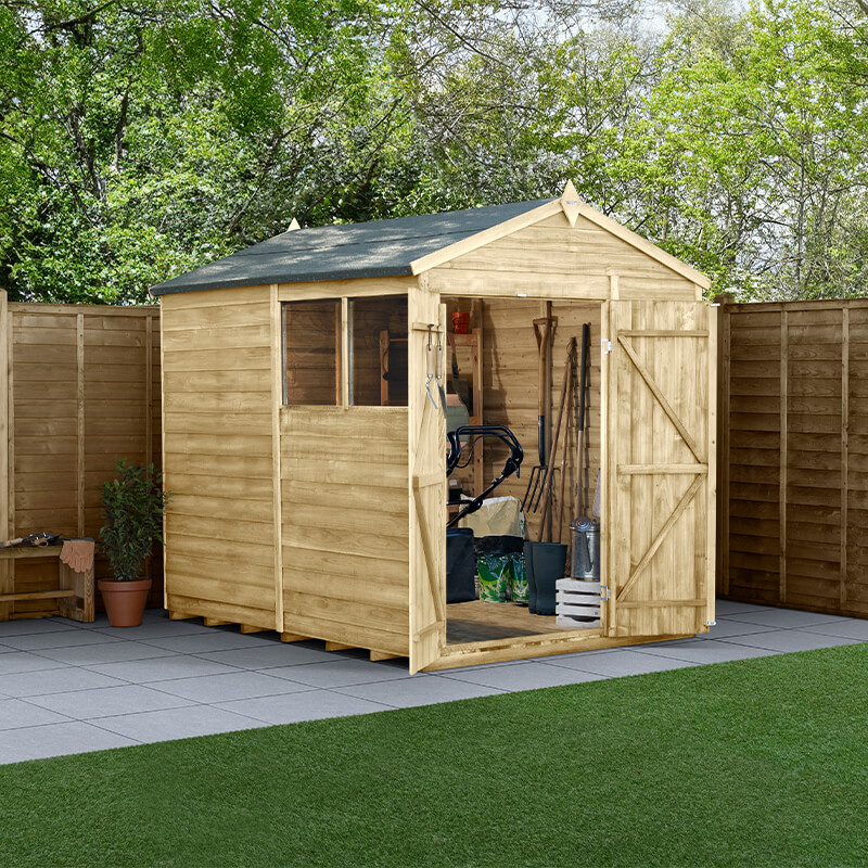 8' x 6' Forest 4Life 25yr Guarantee Overlap Pressure Treated Double Door Apex Wooden Shed (2.42m x 1.99m) online kaufen