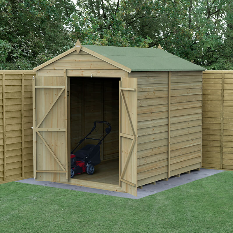 8' x 6' Forest 4Life 25yr Guarantee Overlap Pressure Treated Windowless Double Door Apex Wooden Shed (2.42m x 1.99m) - Next Working Day Delivery online kaufen