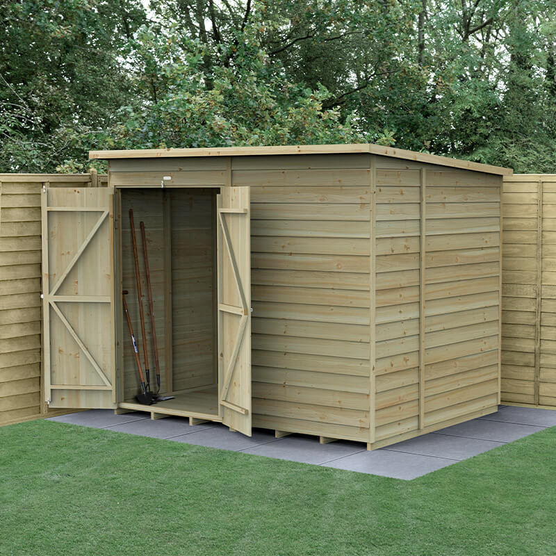 8' x 6' Forest 4Life 25yr Guarantee Overlap Pressure Treated Windowless Double Door Pent Wooden Shed (2.51m x 2.04m) - Next Working Day Delivery online kaufen