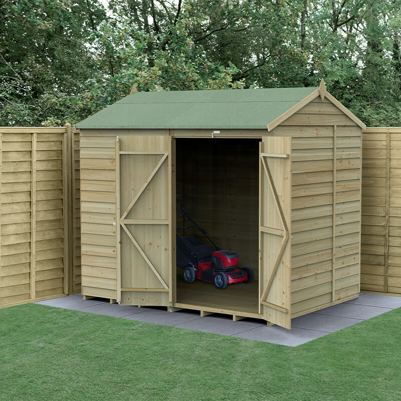 8' x 6' Forest 4Life 25yr Guarantee Overlap Pressure Treated Windowless Double Door Reverse Apex Wooden Shed (2.42m x 1.99m) online kaufen