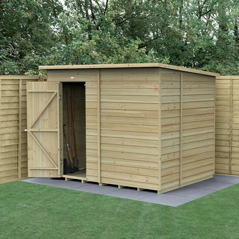 8' x 6' Forest 4Life 25yr Guarantee Overlap Pressure Treated Windowless Pent Wooden Shed (2.52m x 2.05m) online kaufen