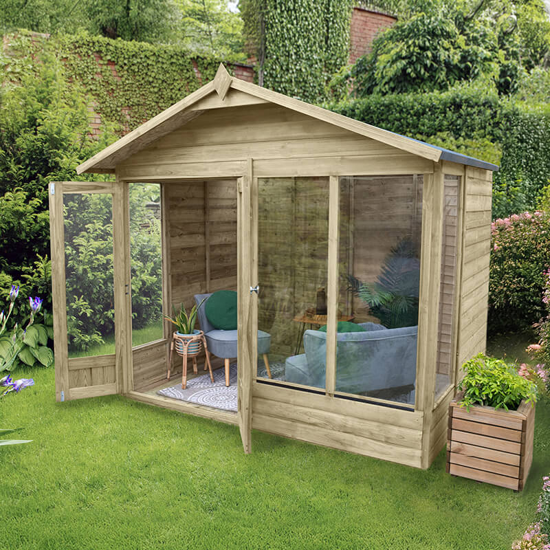 8' x 6' Forest Beckwood 25yr Guarantee Double Door Apex Summer House - 4 Windows (2.61m x 1.82m) online kaufen