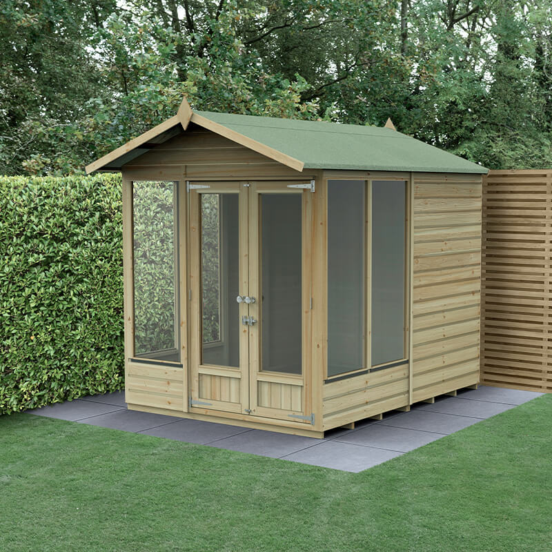 8' x 6' Forest Beckwood 25yr Guarantee Double Door Apex Summer House - 5 Windows (2.42m x 1.99m) online kaufen