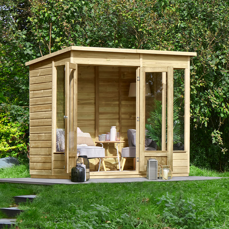 8' x 6' Forest Beckwood 25yr Guarantee Double Door Pent Summer House (2.52m x 2.05m) online kaufen