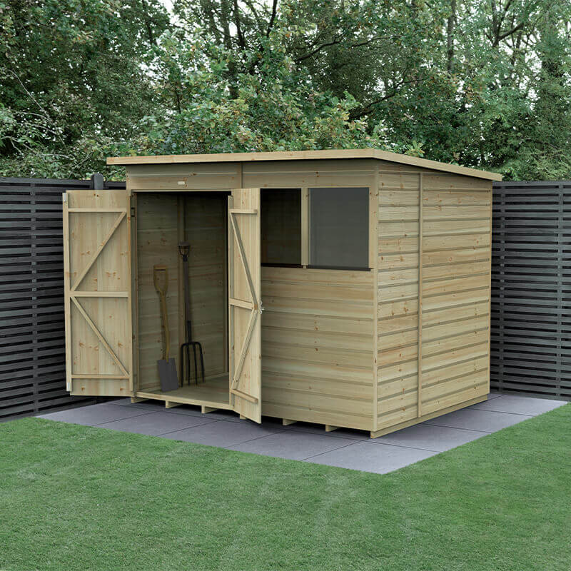 8' x 6' Forest Beckwood 25yr Guarantee Shiplap Pressure Treated Double Door Pent Wooden Shed (2.52m x 2.05m) online kaufen