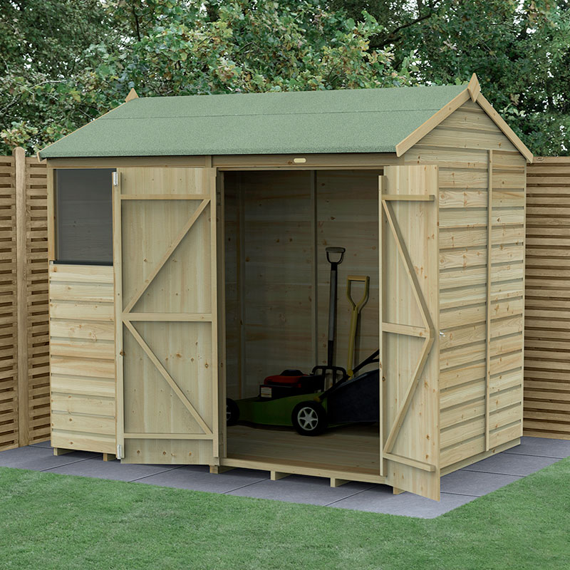 8' x 6' Forest Beckwood 25yr Guarantee Shiplap Pressure Treated Double Door Reverse Apex Wooden Shed (2.42m x 1.99m) online kaufen