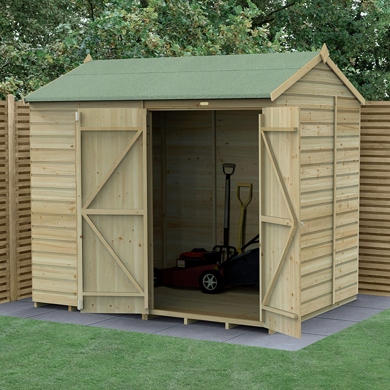 8' x 6' Forest Beckwood 25yr Guarantee Shiplap Pressure Treated Windowless Double Door Reverse Apex Wooden Shed (2.42m x 1.99m) online kaufen