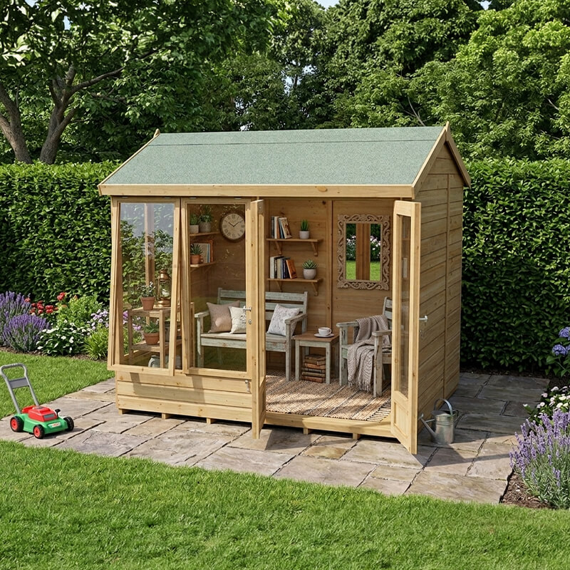 8' x 6' Forest Timberdale 25yr Guarantee Double Door Reverse Apex Summer House (2.46m x 2.10m) online kaufen