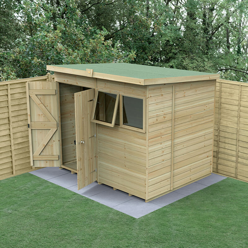 8' x 6' Forest Timberdale 25yr Guarantee Tongue & Groove Pressure Treated Double Door Pent Shed (2.48m x 2.02m) online kaufen