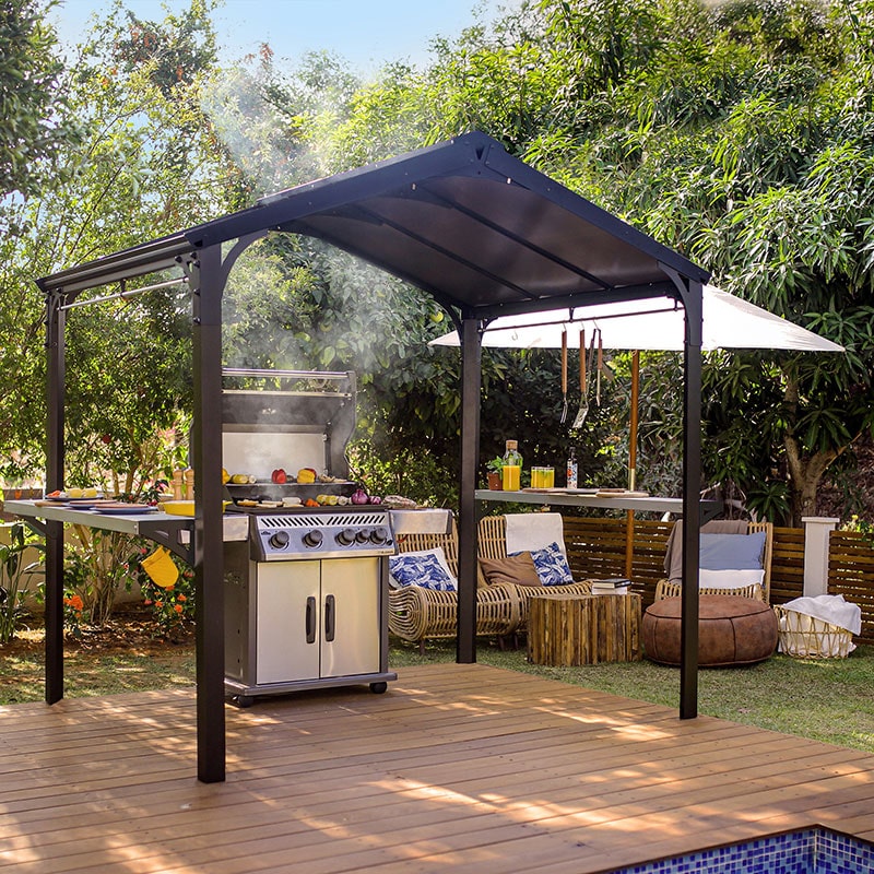 8' x 6' Palram Canopia Austin 2400 BBQ Shelter Gazebo - Black (2.84m x 1.8m) online kaufen