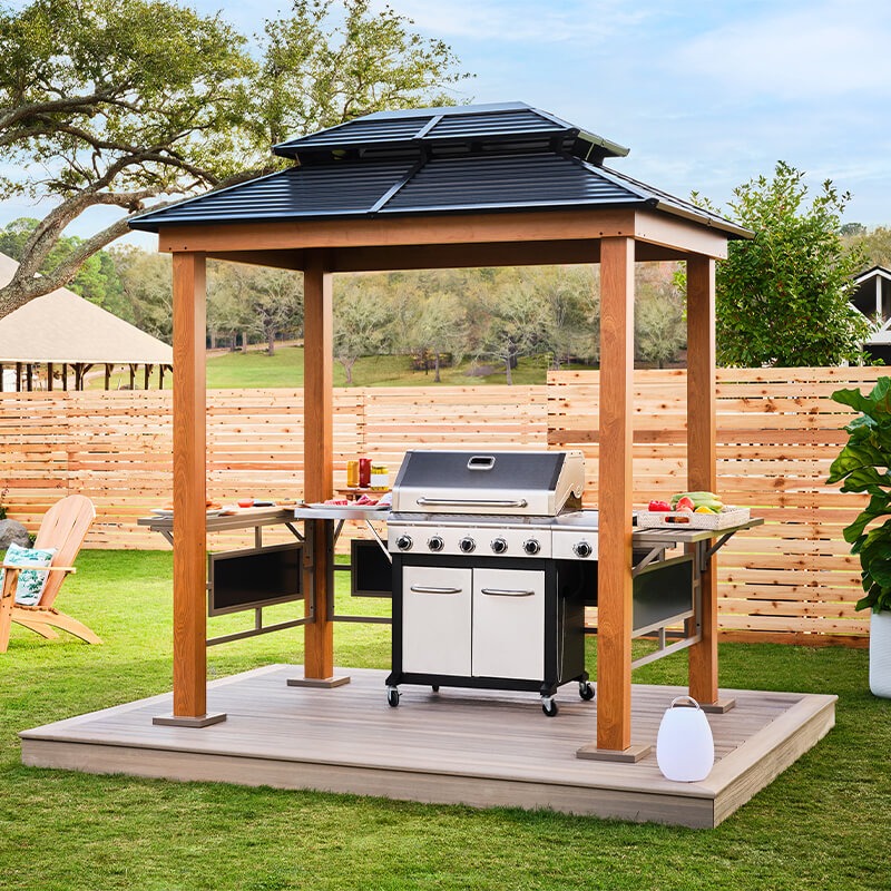 8' x 6' Trimetals Sojag Maui Wood Effect BBQ Garden Gazebo (2.49m x 1.78m) online kaufen