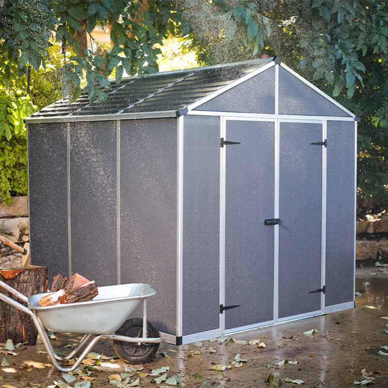 8' x 8' Palram Canopia Rubicon Multi-Wall Premium Dark Grey Plastic Shed (2.37m x 2.29m) online kaufen