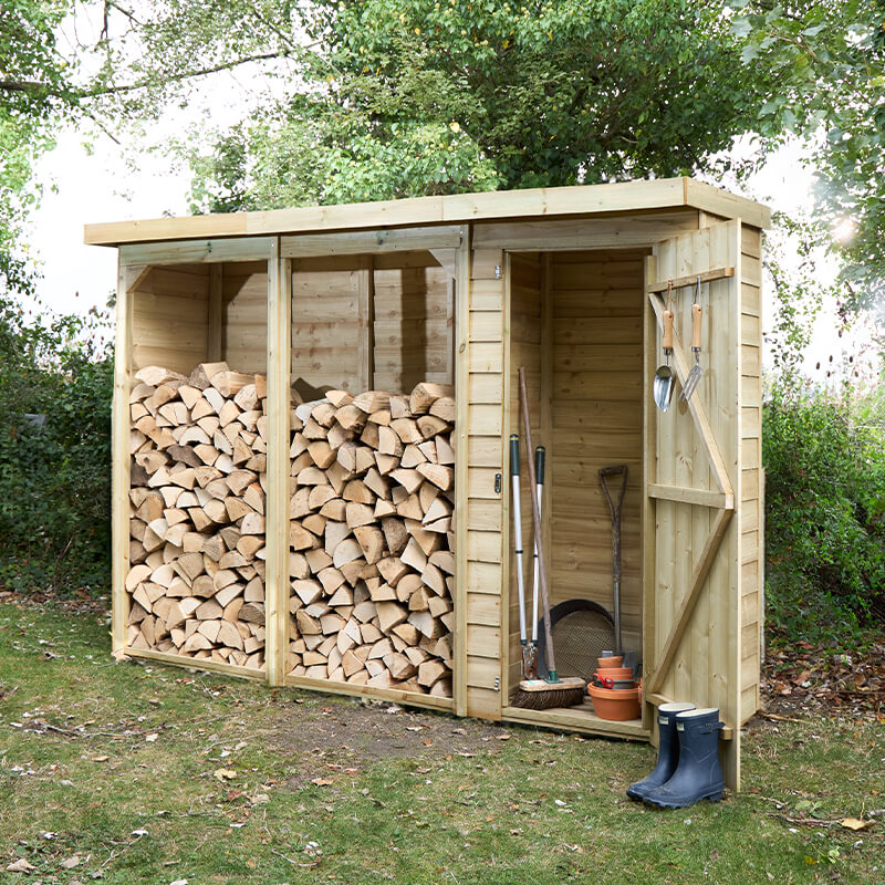8'11 x 2'10 Forest Pent Large Overlap Logstore with Tool Storage (2.7m x 0.9m) online kaufen