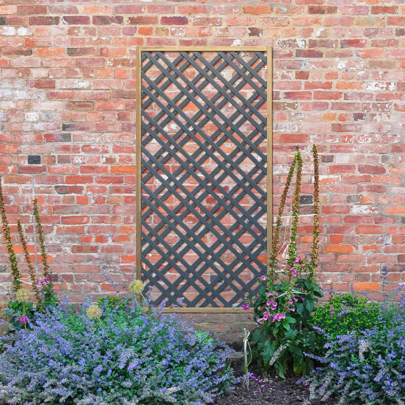 Forest 5'11 x 2'11 Grey Painted Wooden Diamond Lattice Panel (1.8m x 0.9m) online kaufen