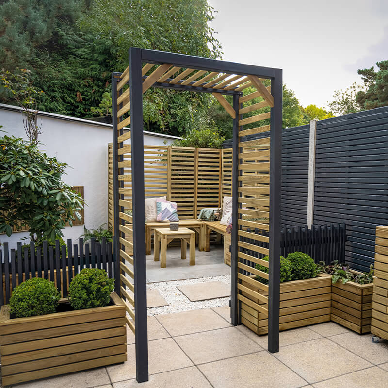 Forest Contemporary Slatted Garden Arch 3'8 x 2'5 online kaufen