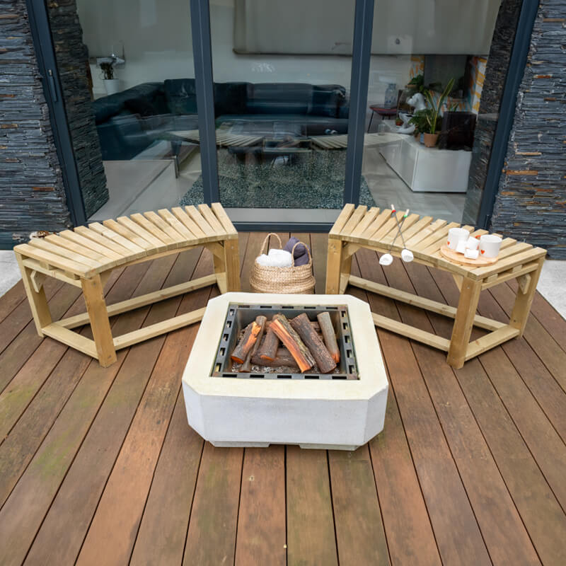 Forest Curved Wooden Firepit Bench 6'8 x 2'6 (2.03m x 0.76m) - Pack of 2 online kaufen