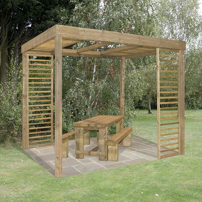 Forest Dining Wooden Garden Pergola Kit with Panels 10'x8' online kaufen