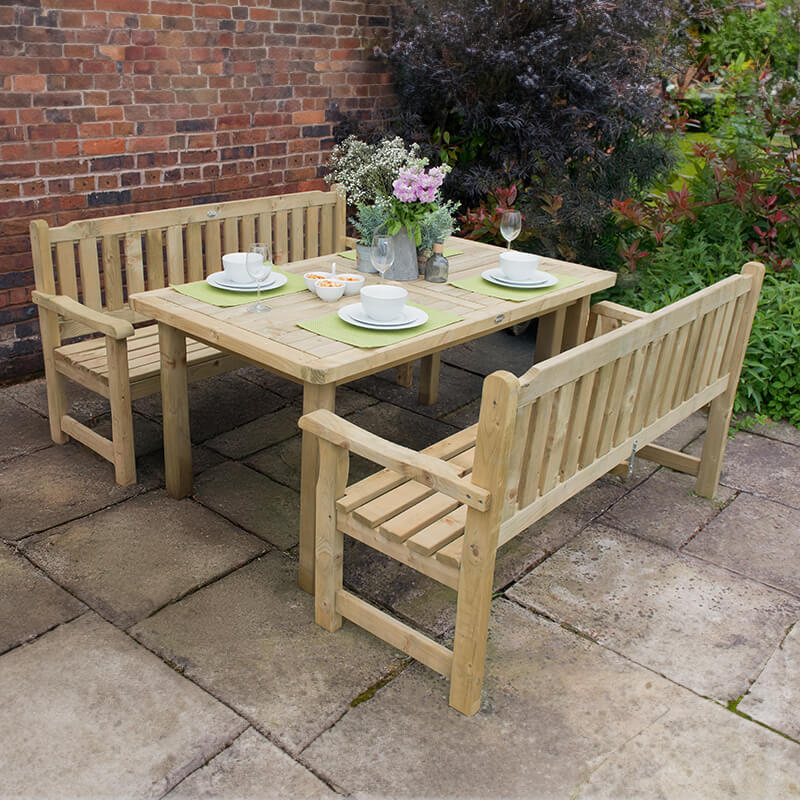 Forest Rosedene Wooden Garden Table and Benches Set 5'5 x 6'2 (1.65m x 1.87m) online kaufen