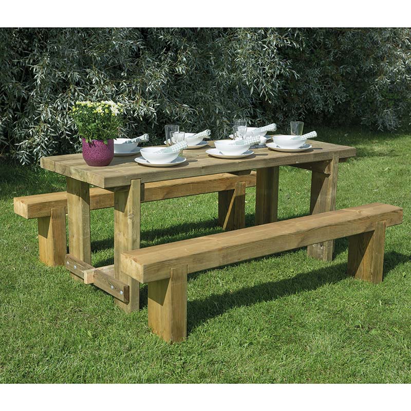 Forest Sleeper Bench & Refectory Wooden Garden Table Set 6'x2' (1.8x0.7m) online kaufen