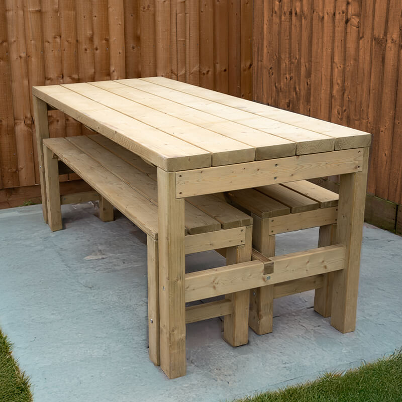 Forest Wooden Garden Dining Table and Benches Set 5'11 x 2'6 (1.8m x 0.76m) online kaufen