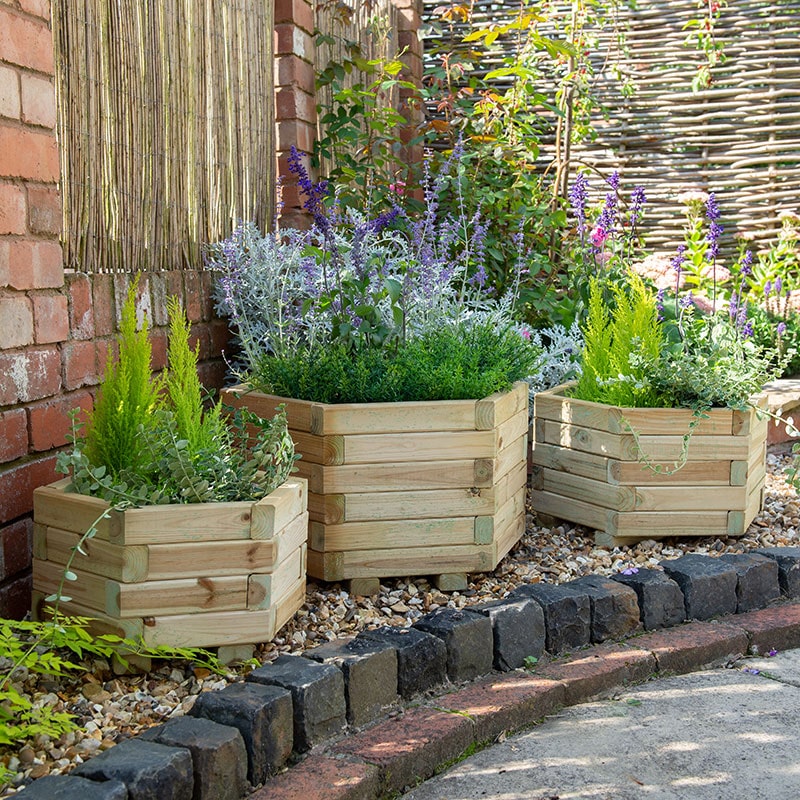 Forest York Hexagonal Wooden Garden Planter 3'x1'8 (0.9x0.5m) - Set of 3 online kaufen