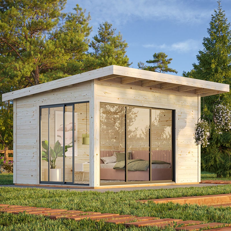 Palmako Andrea 3.9m x 3m Double Glazed Contemporary Log Cabin Sliding Doors Plus (44mm) online kaufen