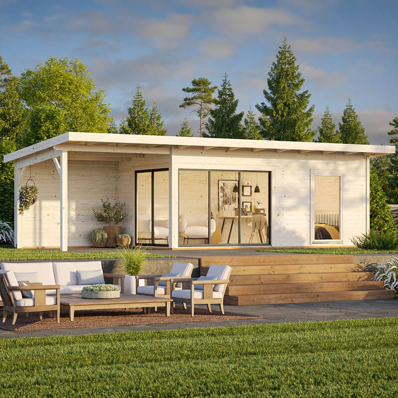 Palmako Andrea 5.95m x 3m Contemporary Log Cabin with Gazebo Sliding Doors (44mm) online kaufen