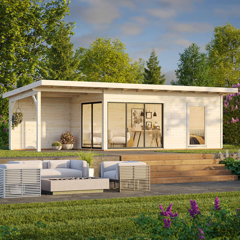 Palmako Andrea 5.95m x 3m Double Glazed Contemporary Log Cabin with Gazebo Sliding Doors Plus (44mm) online kaufen