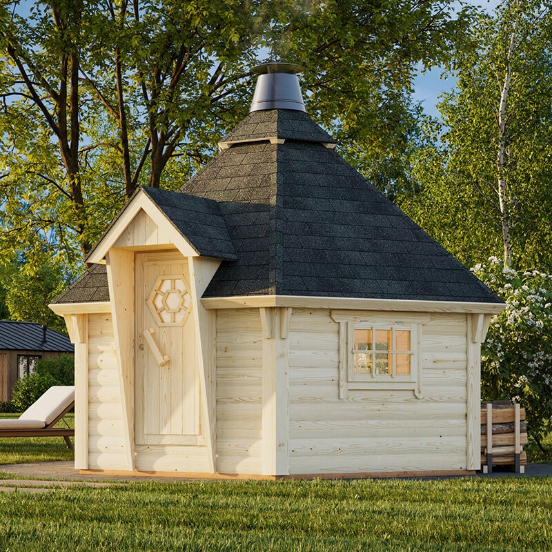 Palmako Eva 3.3m x 3.3m Corner Log Cabin BBQ Hut - Barbecue Hut (44mm) online kaufen
