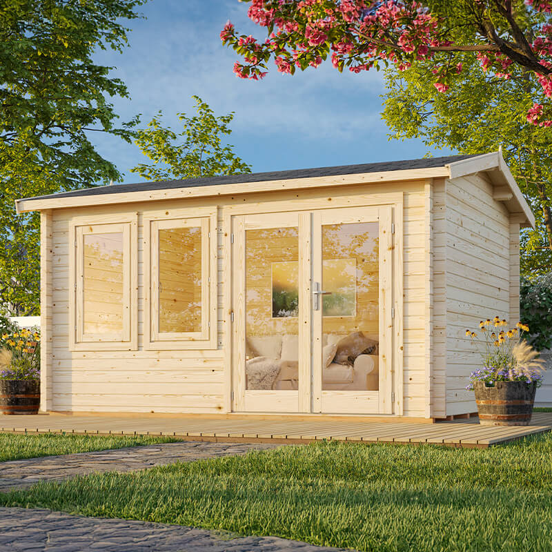 Palmako Iris 4.2m x 3.3m Log Cabin Garden Office (44mm) online kaufen