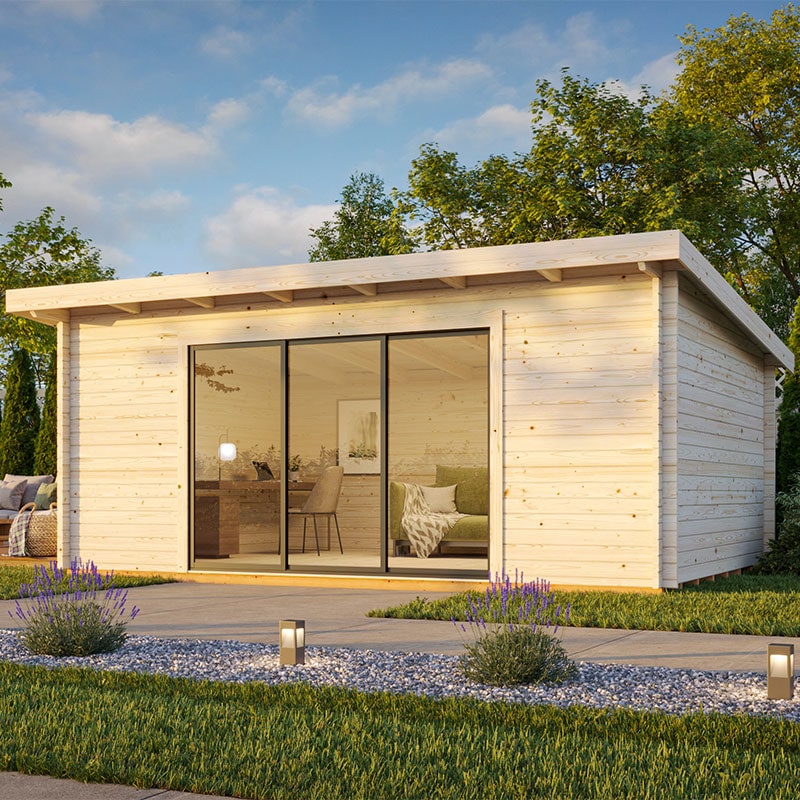 Palmako Lea 5.8m x 4.5m Log Cabin Garden Office Sliding Doors (44mm) online kaufen