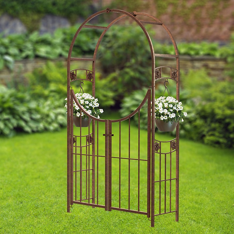 Panacea Rosette Round Metal Garden Arch with Gate 7'4 x 4'1 online kaufen