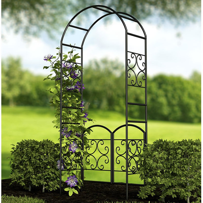 Panacea Scrolls Metal Garden Arch with Gate 7'5 x 3'2 online kaufen