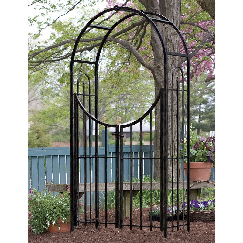 Panacea Sunset Metal Garden Arch with Gate - Black 7'5 x 4'1 online kaufen