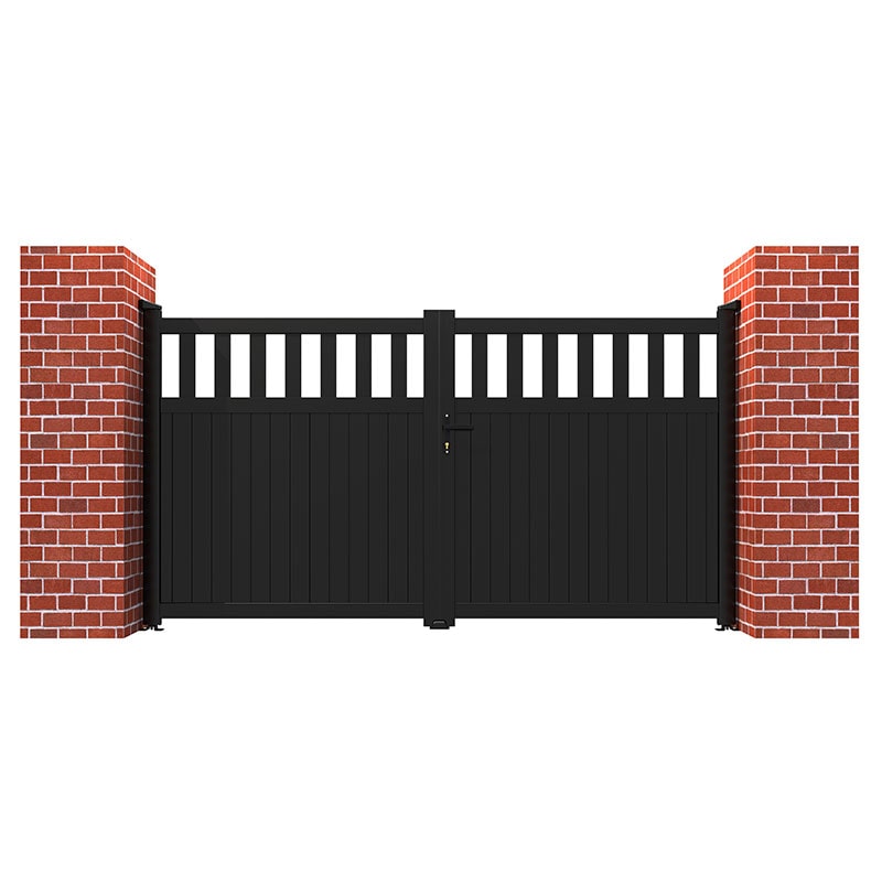 Partial Privacy Premium Metal Driveway Double Gates - Black online kaufen