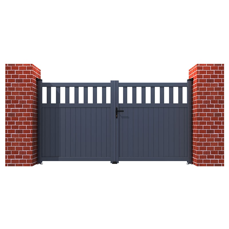 Partial Privacy Premium Metal Driveway Double Gates - Grey online kaufen