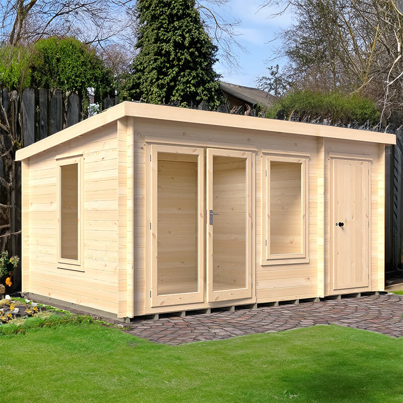 Shire Elm 4.2m x 3m Log Cabin with Side Shed (19mm) online kaufen