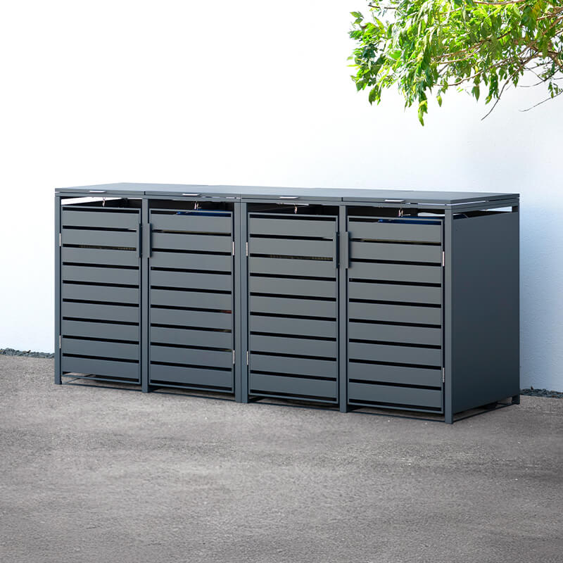 Trimetals Quad 240L Anthracite Metal Wheelie Bin Store (2.64m x 0.80m) online kaufen