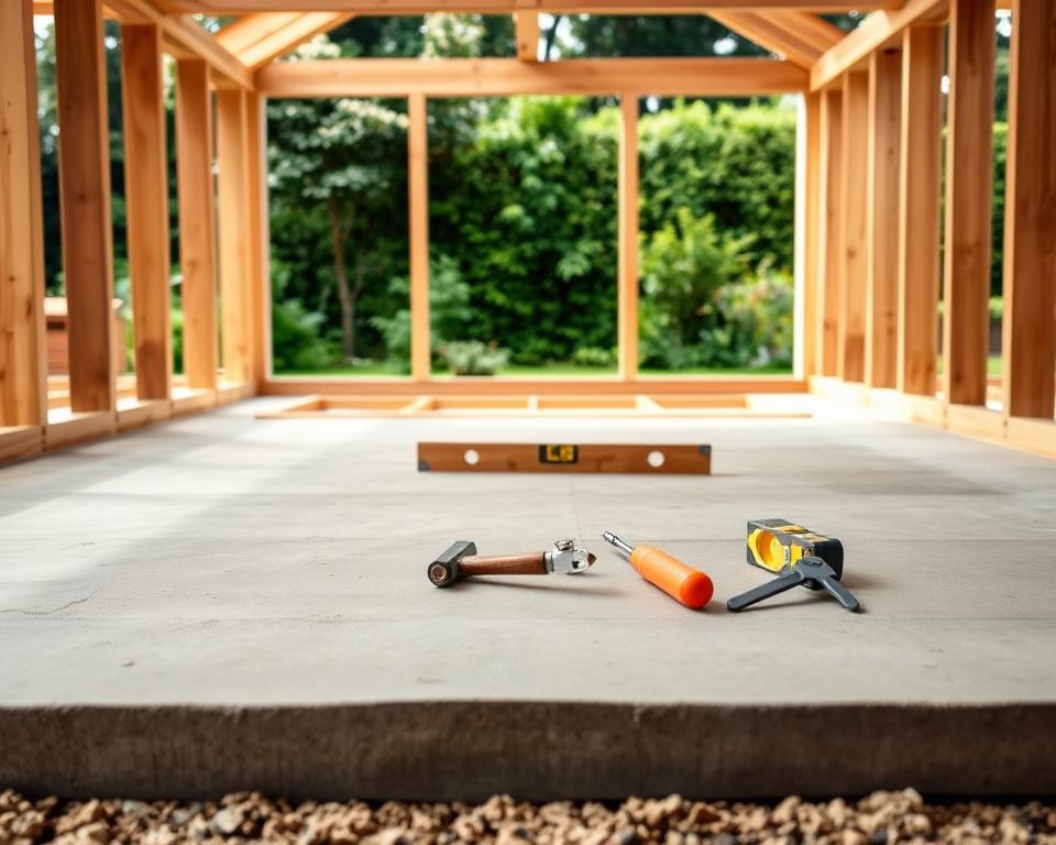 DIY base for garden rooms