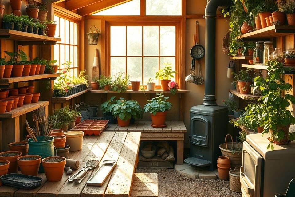 is a potting shed warmer than a greenhouse?