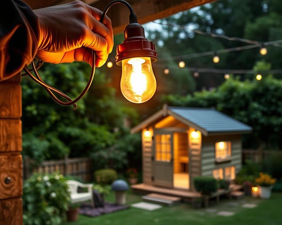 lighting installation steps garden building